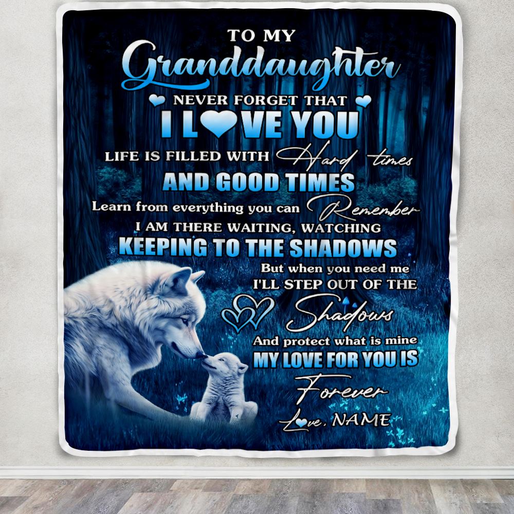 Personalized To My Granddaughter Blanket From Grandpa Wolf Never Forget That I Love You Moon Dark Forest Granddaughter Birthday Gifts Christmas Fleece Blanket | teecentury