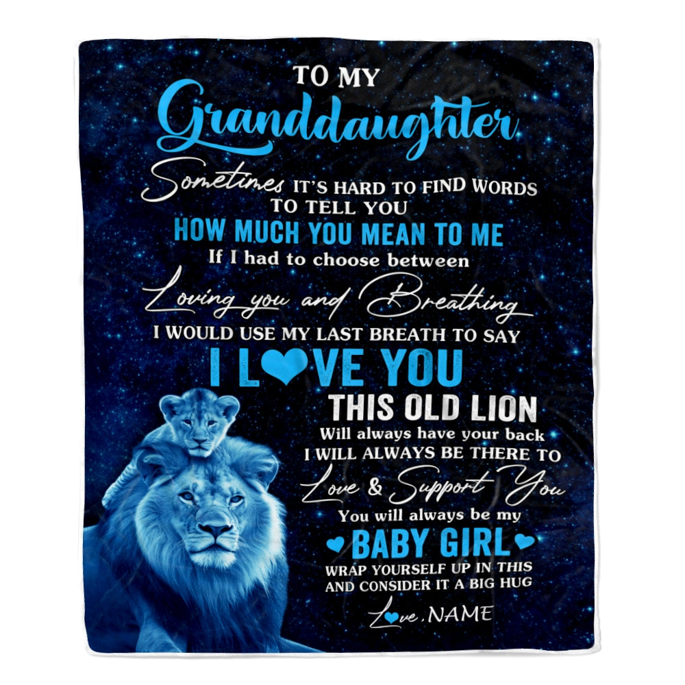 Personalized To My Granddaughter Blanket From Papa Grandpa I Love You This Old Lion Granddaughter Birthday Christmas Customized Bed Fleece Throw Blanket | teecentury