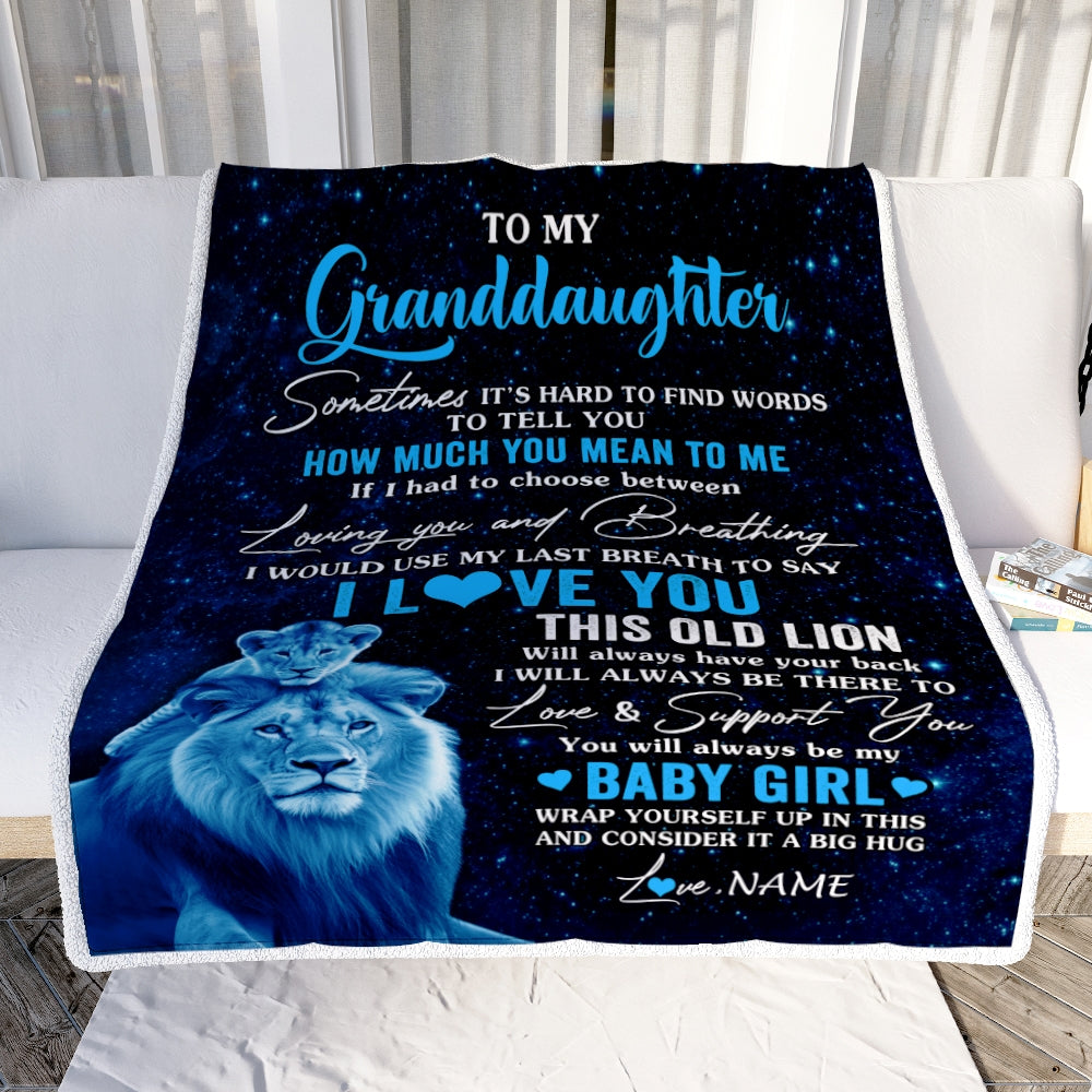 Personalized To My Granddaughter Blanket From Papa Grandpa I Love You This Old Lion Granddaughter Birthday Christmas Customized Bed Fleece Throw Blanket | teecentury