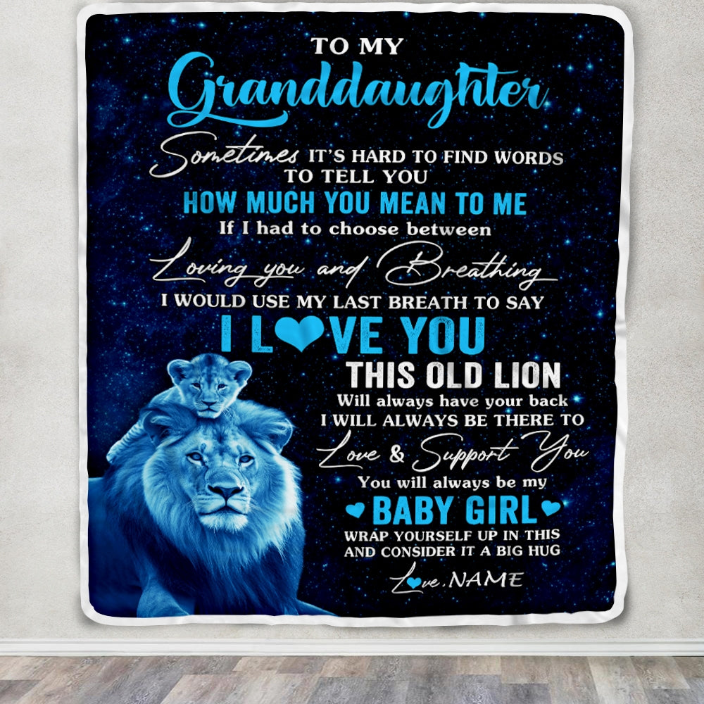 Personalized To My Granddaughter Blanket From Papa Grandpa I Love You This Old Lion Granddaughter Birthday Christmas Customized Bed Fleece Throw Blanket | teecentury