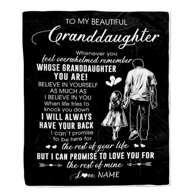 Personalized To My Granddaughter Blanket From Papa Grandpa Whenever You Feel Overwhelmed Granddaughter Birthday Christmas Customized Bed Fleece Throw Blanket | teecentury