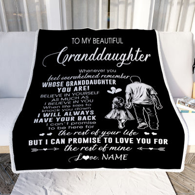 Personalized To My Granddaughter Blanket From Papa Grandpa Whenever You Feel Overwhelmed Granddaughter Birthday Christmas Customized Bed Fleece Throw Blanket | teecentury
