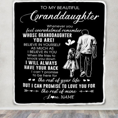 Personalized To My Granddaughter Blanket From Papa Grandpa Whenever You Feel Overwhelmed Granddaughter Birthday Christmas Customized Bed Fleece Throw Blanket | teecentury