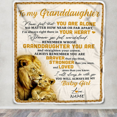 Personalized To My Granddaughter Blanket From Papa Lion Never Feel That You Are Alone Great Granddaughter Birthday Christmas Bed Quilt Fleece Throw Blanket | teecentury