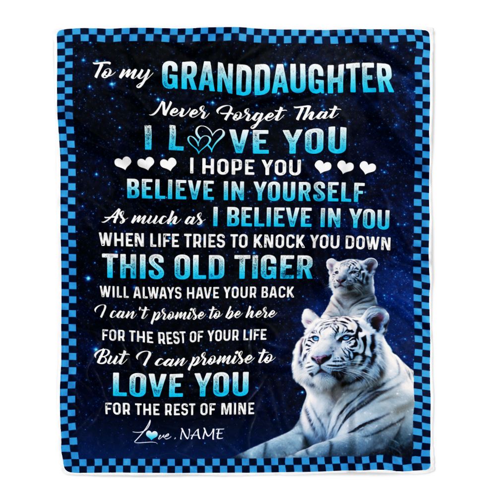 Personalized To My Granddaughter Blanket Gift From Grandma Papa This Old Tiger Love You Granddaughter Birthday Graduation Christmas Customized Fleece Blanket | teecentury