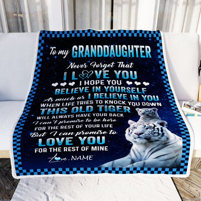 Personalized To My Granddaughter Blanket Gift From Grandma Papa This Old Tiger Love You Granddaughter Birthday Graduation Christmas Customized Fleece Blanket | teecentury