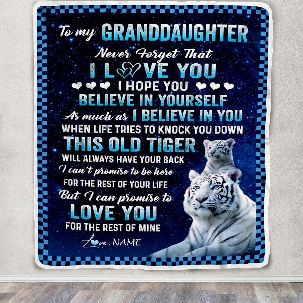 Personalized To My Granddaughter Blanket Gift From Grandma Papa This Old Tiger Love You Granddaughter Birthday Graduation Christmas Customized Fleece Blanket | teecentury