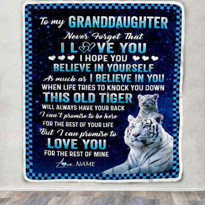 Personalized To My Granddaughter Blanket Gift From Grandma Papa This Old Tiger Love You Granddaughter Birthday Graduation Christmas Customized Fleece Blanket | teecentury