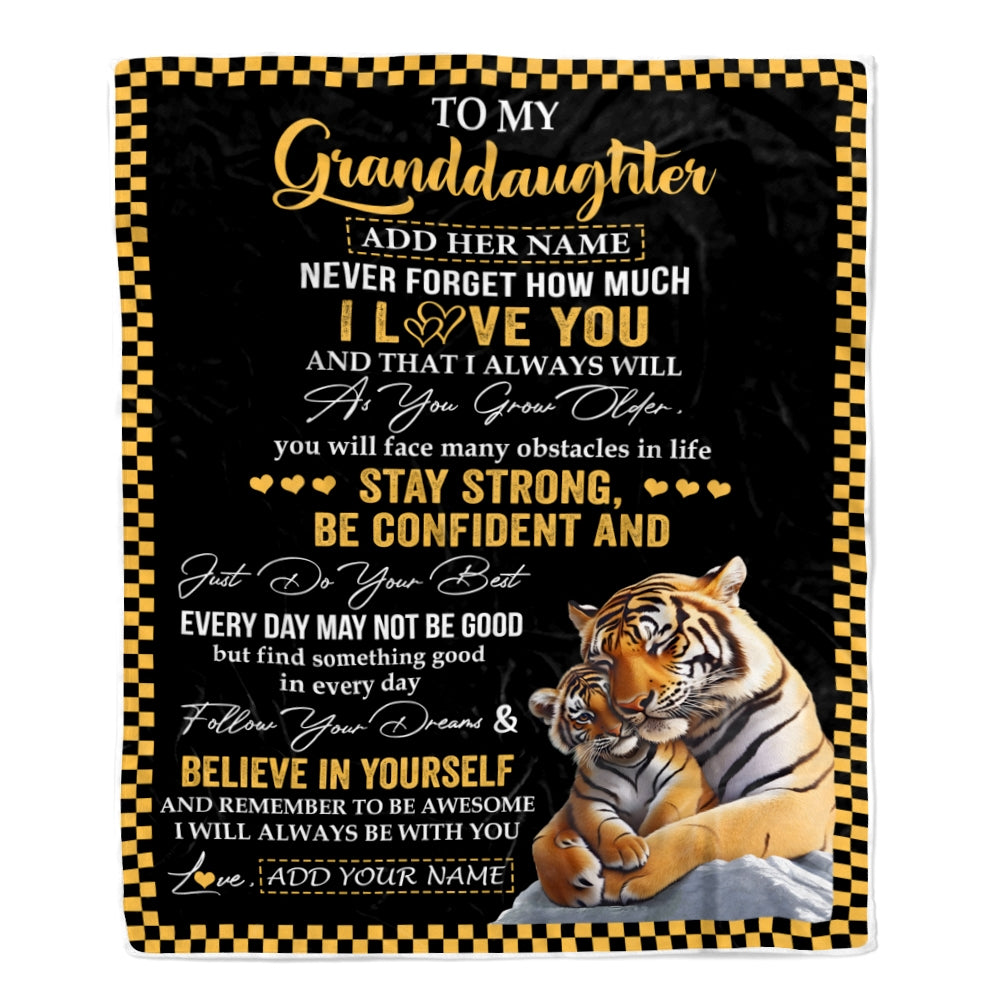 Personalized To My Granddaughter Blanket Tiger I Love You Forever From Grandma Grandpa Nana Birthday Gifts Christmas Graduation Customized Fleece Blanket | teecentury