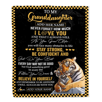 Personalized To My Granddaughter Blanket Tiger I Love You Forever From Grandma Grandpa Nana Birthday Gifts Christmas Graduation Customized Fleece Blanket | teecentury