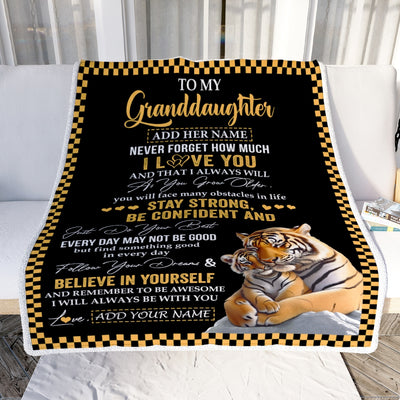 Personalized To My Granddaughter Blanket Tiger I Love You Forever From Grandma Grandpa Nana Birthday Gifts Christmas Graduation Customized Fleece Blanket | teecentury
