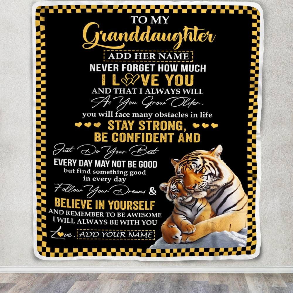 Personalized To My Granddaughter Blanket Tiger I Love You Forever From Grandma Grandpa Nana Birthday Gifts Christmas Graduation Customized Fleece Blanket | teecentury