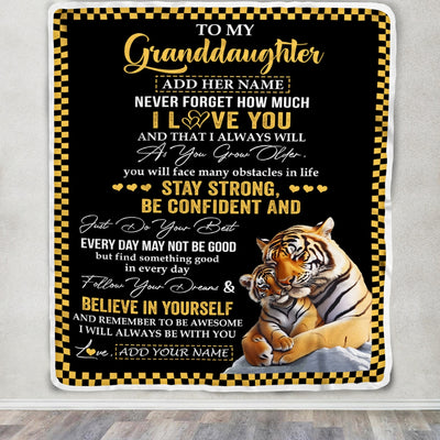 Personalized To My Granddaughter Blanket Tiger I Love You Forever From Grandma Grandpa Nana Birthday Gifts Christmas Graduation Customized Fleece Blanket | teecentury