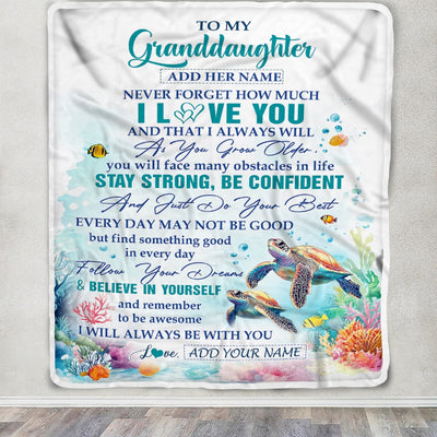Personalized To My Granddaughter Blanket Turtle I Love You Forever From Grandma Grandpa Nana Birthday Gifts Christmas Graduation Customized Fleece Blanket | teecentury