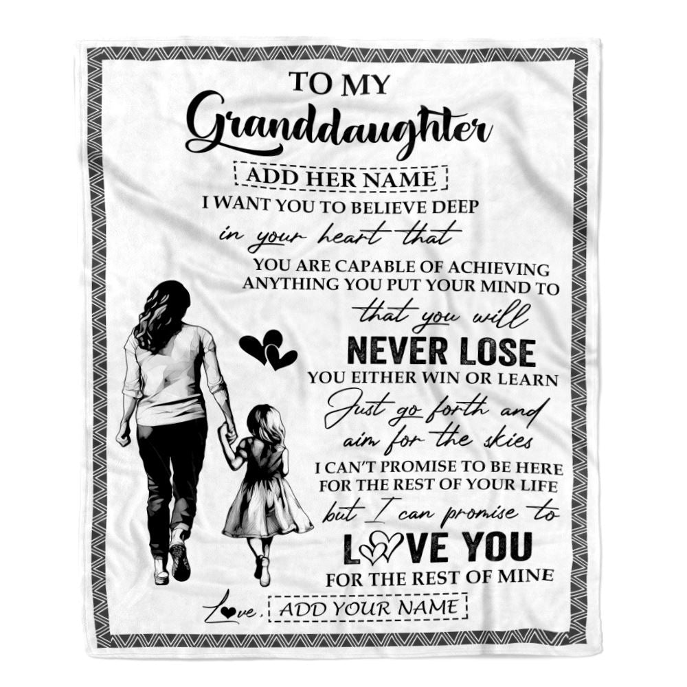 Personalized To My Granddaughter Blanket You Will Never Lose From Grandma Gigi Granddaughter Birthday Gifts Christmas Customized Fleece Throw Blanket | teecentury