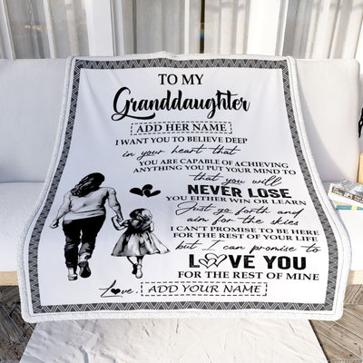 Personalized To My Granddaughter Blanket You Will Never Lose From Grandma Gigi Granddaughter Birthday Gifts Christmas Customized Fleece Throw Blanket | teecentury