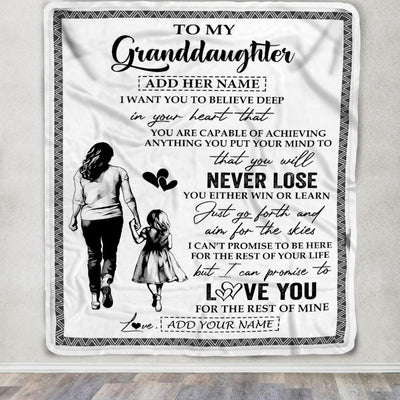 Personalized To My Granddaughter Blanket You Will Never Lose From Grandma Gigi Granddaughter Birthday Gifts Christmas Customized Fleece Throw Blanket | teecentury