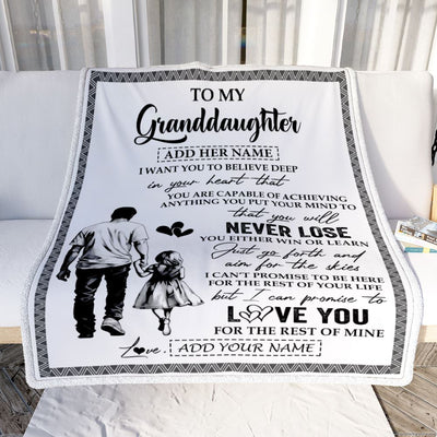 Personalized To My Granddaughter Blanket You Will Never Lose From Grandpa Papa Granddaughter Birthday Gifts Graduation Christmas Customized Fleece Blanket | teecentury