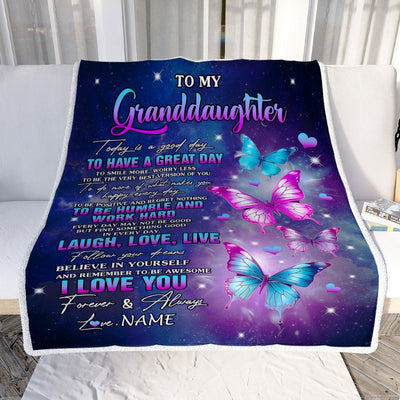 Personalized To My Granddaughter Butterfly Blanket From Grandma Gigi Every Day Laugh Love Live Granddaughter Birthday Gifts Christmas Fleece Throw Blanket | teecentury