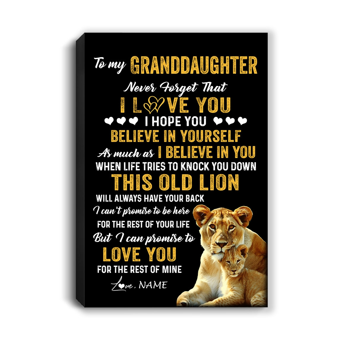 Personalized To My Granddaughter Canvas From Grandma Gigi This Old Lion Love You Granddaughter Birthday Gifts Graduation Christmas Custom Wall Art Print Framed Canvas | teecentury