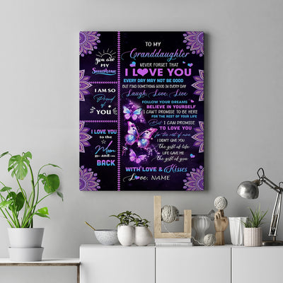 Personalized To My Granddaughter Canvas From Grandma Never Forget That I Love You Butterfly Granddaughter Birthday Gifts Christmas Custom Wall Art Print Framed Canvas | teecentury