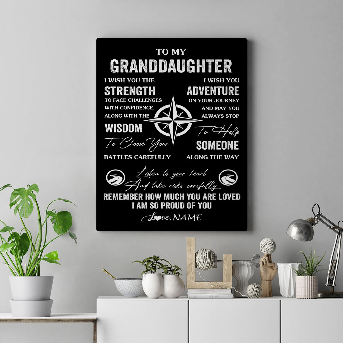 Personalized To My Granddaughter Canvas From Grandma Papa I Wish You The Strength Granddaughter Birthday Gifts Graduation Christmas Custom Wall Art Print Framed Canvas | teecentury