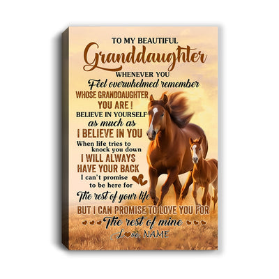 Personalized To My Granddaughter Canvas From Grandma Papa Whenever You Feel Horse Granddaughter Birthday Gifts Graduation Christmas Custom Wall Art Print Framed Canvas | teecentury