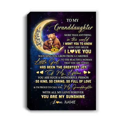Personalized To My Granddaughter Canvas From Grandma Positive Energy Encourage Brave Little Bear Granddaughter Birthday Christmas Custom Wall Art Print Framed Canvas | teecentury