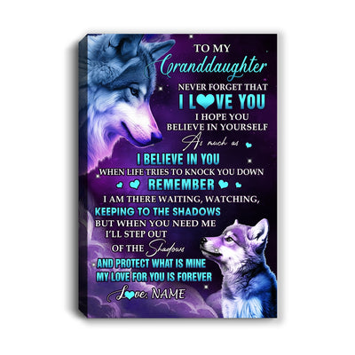 Personalized To My Granddaughter Canvas From Grandma Wolf Moon My Love For You Is Forever Granddaughter Birthday Gifts Christmas Custom Wall Art Print Framed Canvas | teecentury
