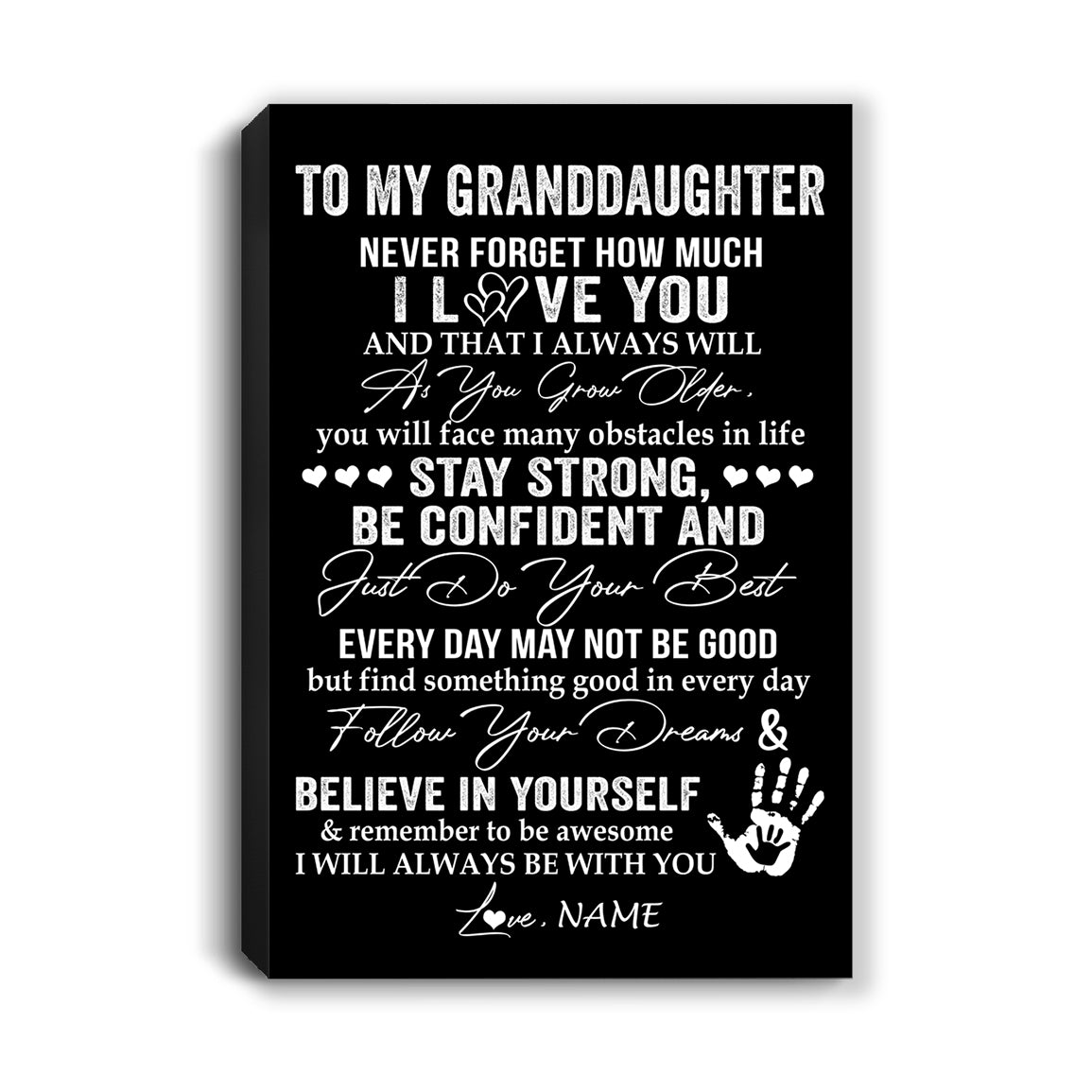 Personalized To My Granddaughter Canvas I Love You Forever From Grandma Grandpa Birthday Gifts Christmas Thanksgiving Graduation Custom Wall Art Print Framed Canvas | teecentury