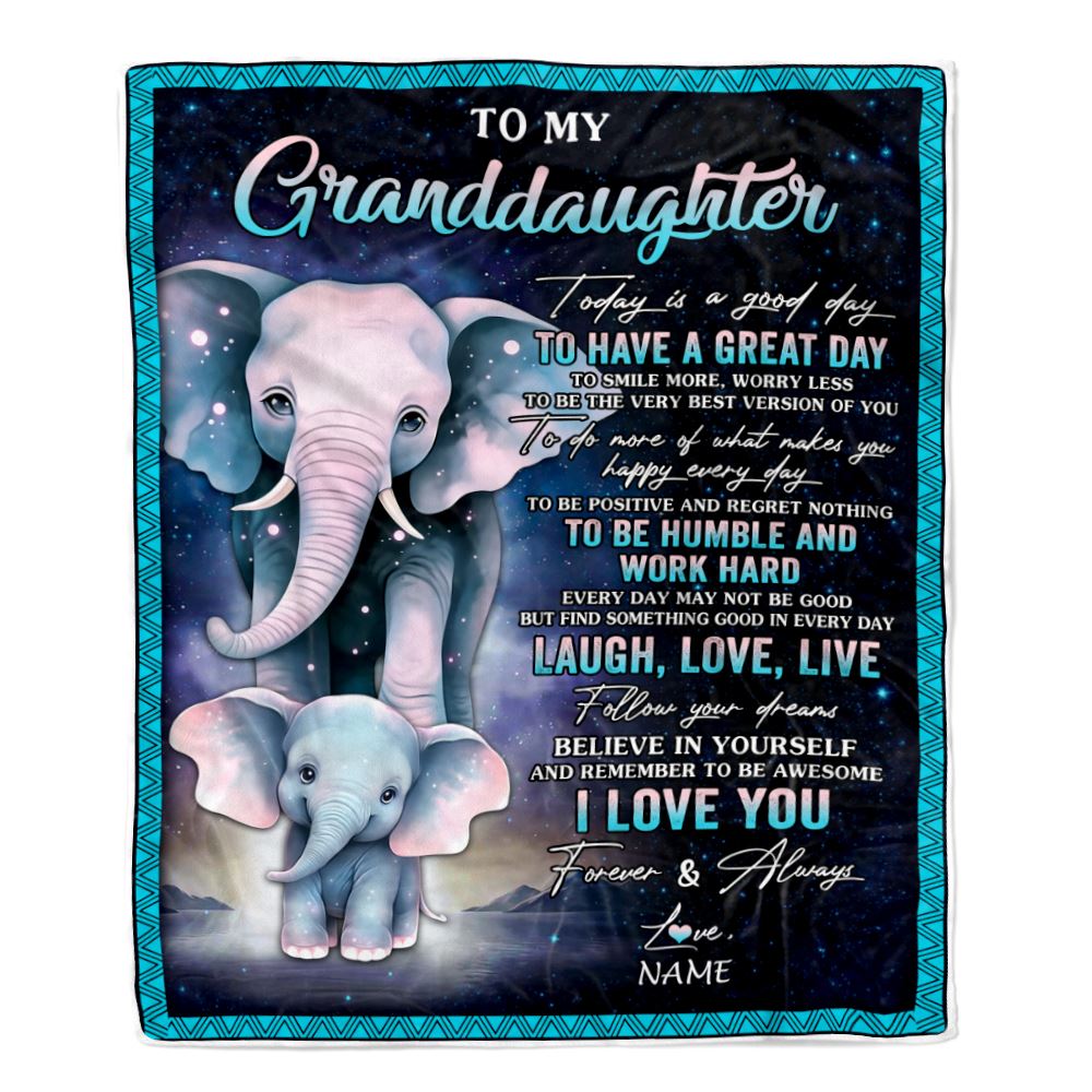 Personalized To My Granddaughter Elephant Blanket From Grandma Grandpa Every Day Laugh Love Live Granddaughter Birthday Gifts Christmas Fleece Throw Blanket | teecentury