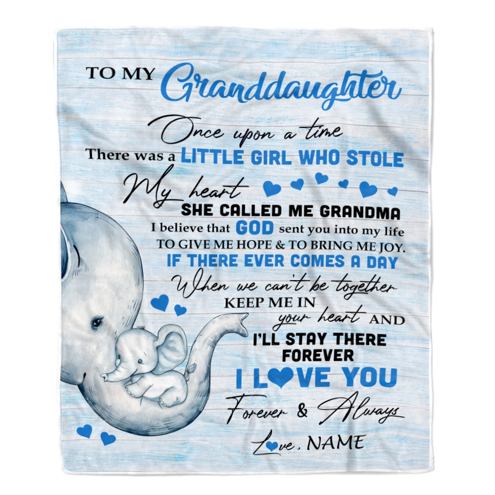Personalized To My Granddaughter Elephant Blanket From Grandpa I'll Stay There Forever Daughter Birthday Christmas Customized Bed Quilt Fleece Throw Blanket | teecentury