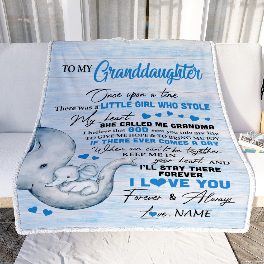 Personalized To My Granddaughter Elephant Blanket From Grandpa I'll Stay There Forever Daughter Birthday Christmas Customized Bed Quilt Fleece Throw Blanket | teecentury