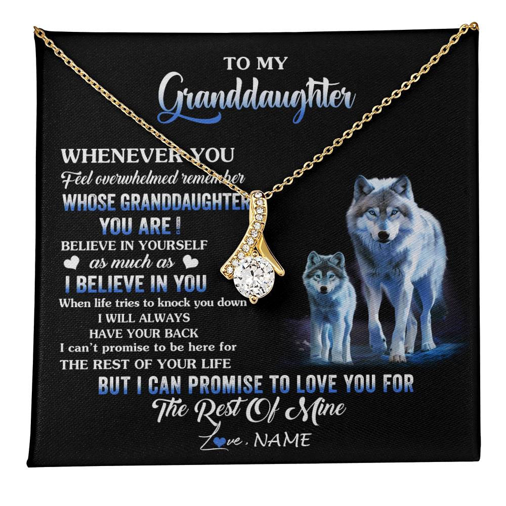 Alluring Beauty Necklace 18K Yellow Gold Finish | 1 | Personalized To My Granddaughter From Grandma Grandpa Necklace Whenever You Feel Wolf Granddaughter Birthday Gifts Christmas Customized Gift Box Message Card | teecentury