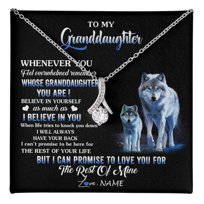 Alluring Beauty Necklace 14K White Gold Finish | 1 | Personalized To My Granddaughter From Grandma Grandpa Necklace Whenever You Feel Wolf Granddaughter Birthday Gifts Christmas Customized Gift Box Message Card | teecentury