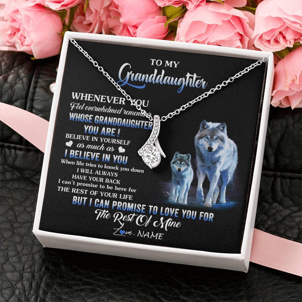 Alluring Beauty Necklace 14K White Gold Finish | 2 | Personalized To My Granddaughter From Grandma Grandpa Necklace Whenever You Feel Wolf Granddaughter Birthday Gifts Christmas Customized Gift Box Message Card | teecentury