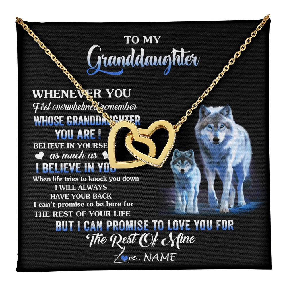Interlocking Hearts Necklace 18K Yellow Gold Finish | 1 | Personalized To My Granddaughter From Grandma Grandpa Necklace Whenever You Feel Wolf Granddaughter Birthday Gifts Christmas Customized Gift Box Message Card | teecentury