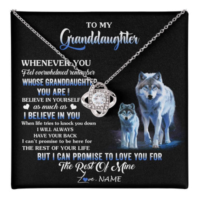 Love Knot Necklace 14K White Gold Finish | 1 | Personalized To My Granddaughter From Grandma Grandpa Necklace Whenever You Feel Wolf Granddaughter Birthday Gifts Christmas Customized Gift Box Message Card | teecentury