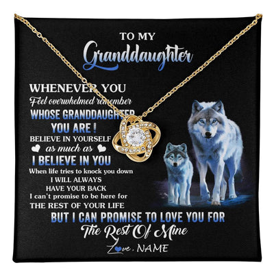 Love Knot Necklace 18K Yellow Gold Finish | 1 | Personalized To My Granddaughter From Grandma Grandpa Necklace Whenever You Feel Wolf Granddaughter Birthday Gifts Christmas Customized Gift Box Message Card | teecentury