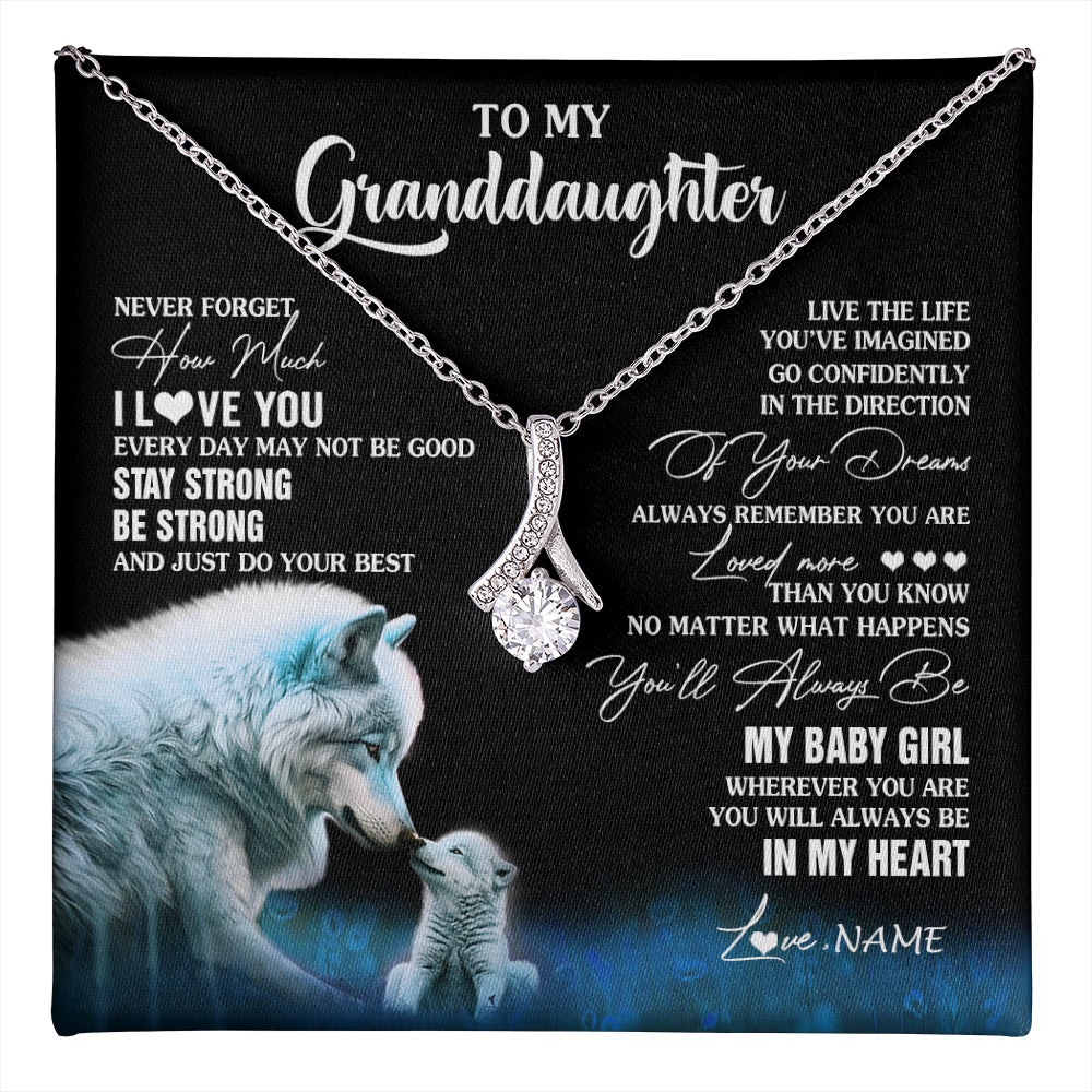 Alluring Beauty Necklace 14K White Gold Finish | 1 | Personalized To My Granddaughter From Grandma Grandpa Necklace Wolf Never Forget How Much I Love You Birthday Gifts Christmas Customized Gift Box Message Card | teecentury