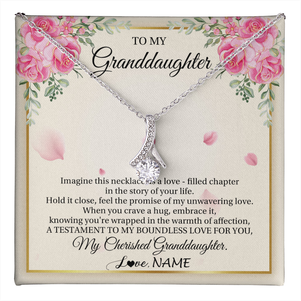 Alluring Beauty Necklace 14K White Gold Finish | 1 | Personalized To My Granddaughter From Grandma Imagine This Necklace As A Love Granddaughter Birthday Graduation Christmas Customized Gift Box Message Card | teecentury