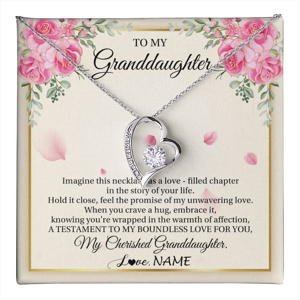 Forever Love Necklace 14K White Gold Finish | 1 | Personalized To My Granddaughter From Grandma Imagine This Necklace As A Love Granddaughter Birthday Graduation Christmas Customized Gift Box Message Card | teecentury