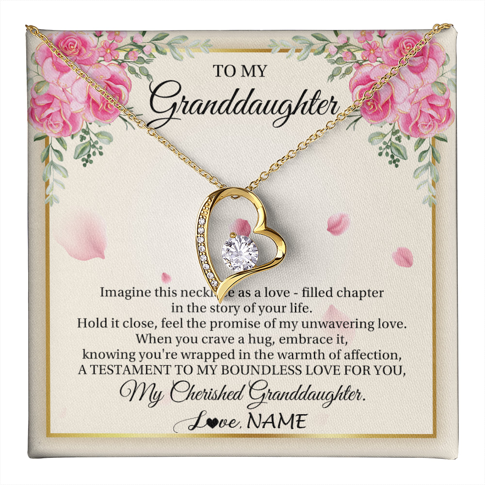 Forever Love Necklace 18K Yellow Gold Finish | 1 | Personalized To My Granddaughter From Grandma Imagine This Necklace As A Love Granddaughter Birthday Graduation Christmas Customized Gift Box Message Card | teecentury