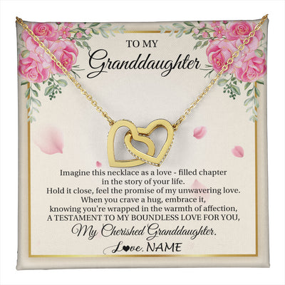 Interlocking Hearts Necklace 18K Yellow Gold Finish | 1 | Personalized To My Granddaughter From Grandma Imagine This Necklace As A Love Granddaughter Birthday Graduation Christmas Customized Gift Box Message Card | teecentury