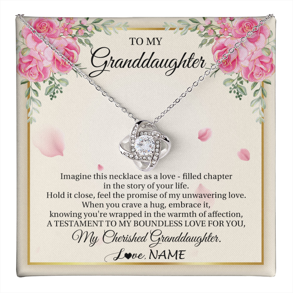 Love Knot Necklace 14K White Gold Finish | 1 | Personalized To My Granddaughter From Grandma Imagine This Necklace As A Love Granddaughter Birthday Graduation Christmas Customized Gift Box Message Card | teecentury