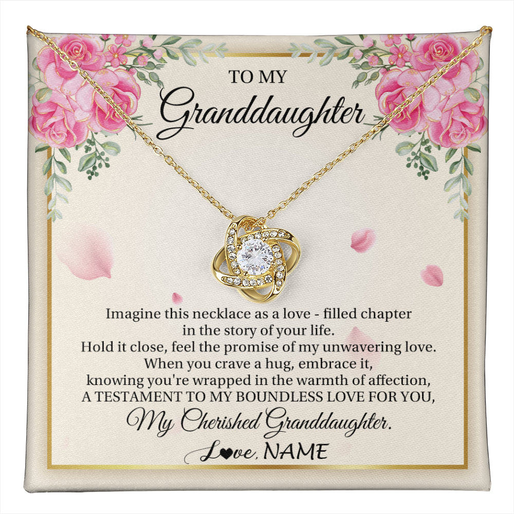 Love Knot Necklace 18K Yellow Gold Finish | 1 | Personalized To My Granddaughter From Grandma Imagine This Necklace As A Love Granddaughter Birthday Graduation Christmas Customized Gift Box Message Card | teecentury