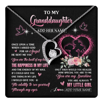 Forever Love Necklace 14K White Gold Finish | 1 | Personalized To My Granddaughter From Grandma Nana Necklace Once Upon A Time Birthday Graduation Gifts For Granddaughter Gifts Christmas Gift Box Message Card | teecentury.myshopify