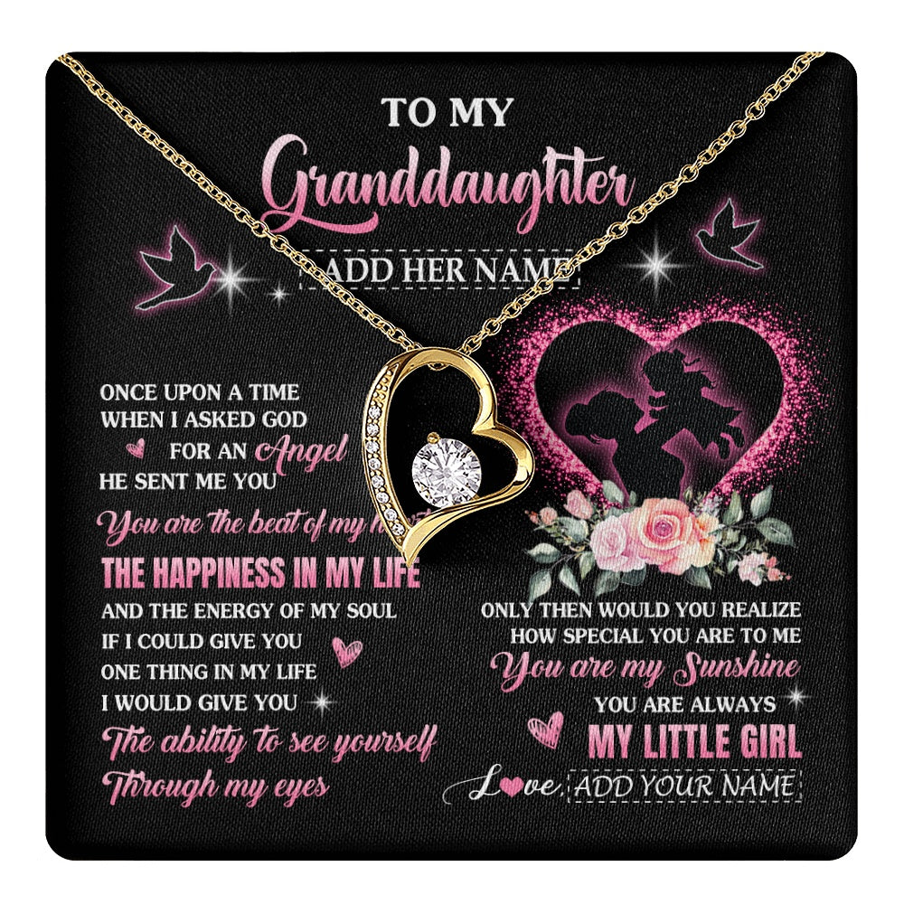 Forever Love Necklace 18K Yellow Gold Finish | 1 | Personalized To My Granddaughter From Grandma Nana Necklace Once Upon A Time Birthday Graduation Gifts For Granddaughter Gifts Christmas Gift Box Message Card | teecentury.myshopify