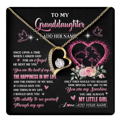 Forever Love Necklace 18K Yellow Gold Finish | 1 | Personalized To My Granddaughter From Grandma Nana Necklace Once Upon A Time Birthday Graduation Gifts For Granddaughter Gifts Christmas Gift Box Message Card | teecentury.myshopify