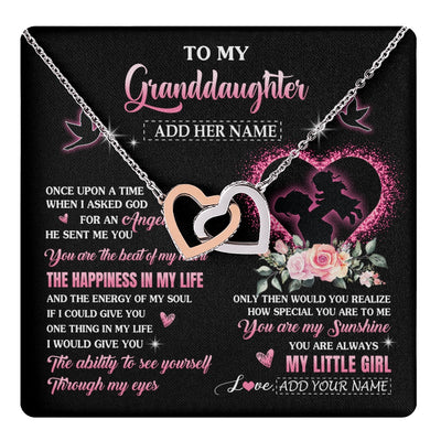 Interlocking Hearts Necklace Stainless Steel & Rose Gold Finish | 1 | Personalized To My Granddaughter From Grandma Nana Necklace Once Upon A Time Birthday Graduation Gifts For Granddaughter Gifts Christmas Gift Box Message Card | teecentury.myshopify